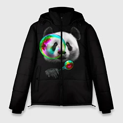 Куртка зимняя мужская Панда и мыльный пузырь, цвет: 3D-черный