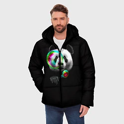 Куртка зимняя мужская Панда и мыльный пузырь, цвет: 3D-черный — фото 2