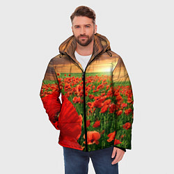 Куртка зимняя мужская Красный мак на закате, цвет: 3D-красный — фото 2