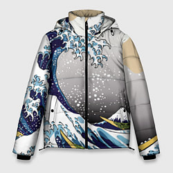 Куртка зимняя мужская The great wave off kanagawa, цвет: 3D-черный