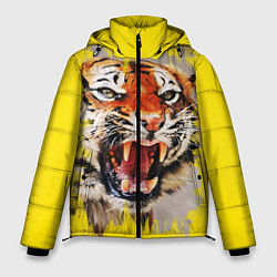 Куртка зимняя мужская Оскал тигра, цвет: 3D-черный
