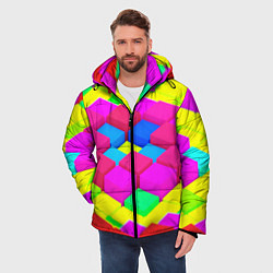 Куртка зимняя мужская ЦВЕТНЫЕ КУБИКИ, цвет: 3D-черный — фото 2