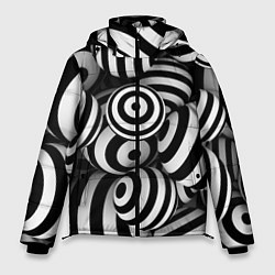 Куртка зимняя мужская Полосатые 3D круги, цвет: 3D-черный