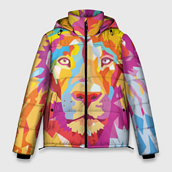 Куртка зимняя мужская Акварельный лев, цвет: 3D-черный