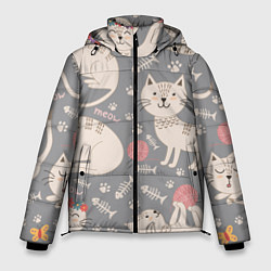 Куртка зимняя мужская Милые кошечки, цвет: 3D-красный
