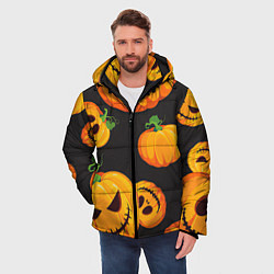 Куртка зимняя мужская Весёлые тыквы, цвет: 3D-черный — фото 2