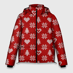 Куртка зимняя мужская Красный рождественский свитер, цвет: 3D-черный