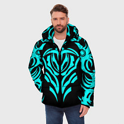 Куртка зимняя мужская Узор, фэнтези, музыка, тату, цвет: 3D-черный — фото 2