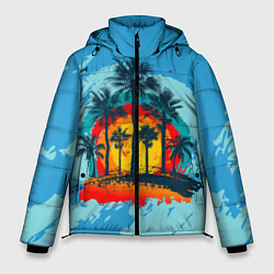 Куртка зимняя мужская Море Пальмы Песок, цвет: 3D-черный