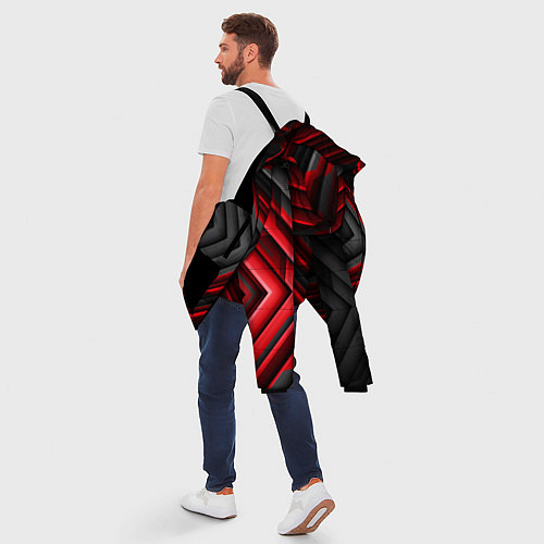 Мужская зимняя куртка Абстракция черно-красный свет / 3D-Черный – фото 5