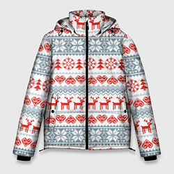 Куртка зимняя мужская Новогодний пиксельный узор, цвет: 3D-красный