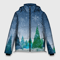 Куртка зимняя мужская Снежинки в лесу, цвет: 3D-светло-серый