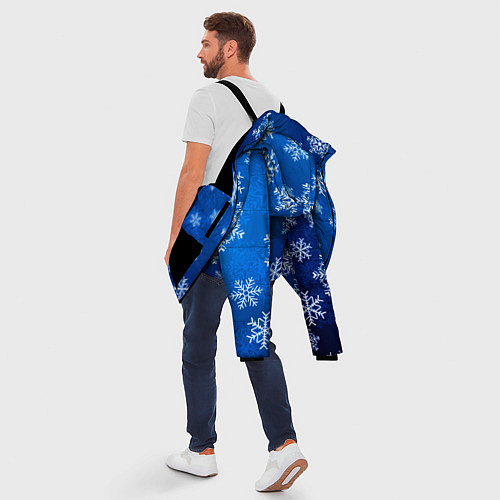 Мужская зимняя куртка Новый Год Снежинки / 3D-Черный – фото 5