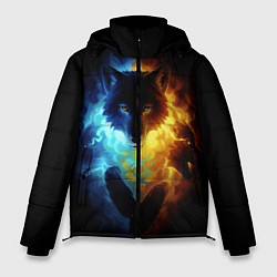 Куртка зимняя мужская Волки в огне, цвет: 3D-черный