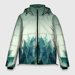 Мужская зимняя куртка Акварельный лес градиент