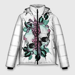 Куртка зимняя мужская Череп с японскими цветами, цвет: 3D-светло-серый