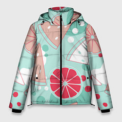 Куртка зимняя мужская Арбузно-цитрусовый узор, цвет: 3D-красный