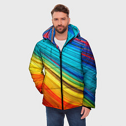 Куртка зимняя мужская Цветной мех диагональ, цвет: 3D-черный — фото 2