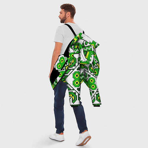 Мужская зимняя куртка Славянский Узор Зеленый / 3D-Черный – фото 5