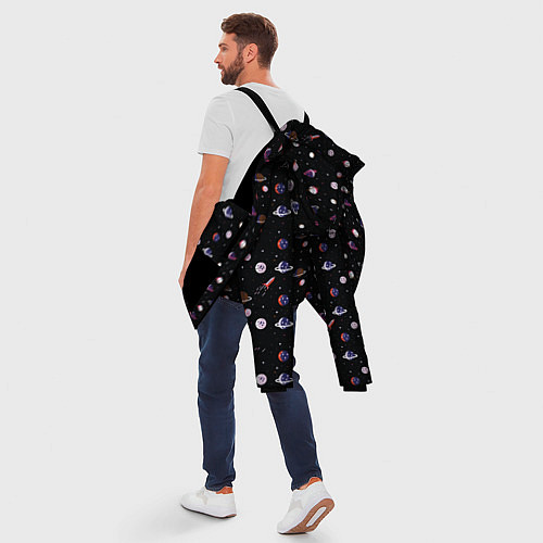 Мужская зимняя куртка Космический Паттерн / 3D-Черный – фото 5