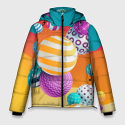 Куртка зимняя мужская Мячики, цвет: 3D-черный
