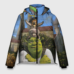 Куртка зимняя мужская Шрек, Кот и Осёл, цвет: 3D-светло-серый