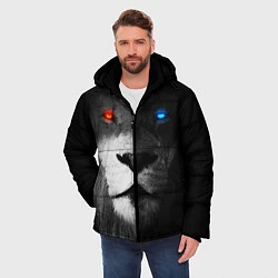 Куртка зимняя мужская ЛЕВ - НЕОНОВЫЕ ГЛАЗА, цвет: 3D-черный — фото 2
