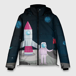 Куртка зимняя мужская Астронавт покоряет космос, цвет: 3D-светло-серый