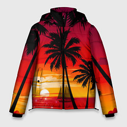 Куртка зимняя мужская Гавайский закат, цвет: 3D-светло-серый