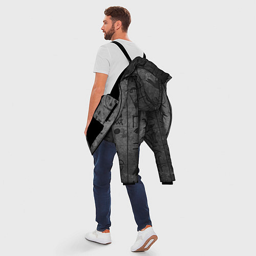 Мужская зимняя куртка Египетские Иероглифы 3D / 3D-Черный – фото 5