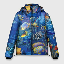 Куртка зимняя мужская Коралловые рыбки, цвет: 3D-черный