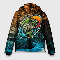 Куртка зимняя мужская Рыба на крючке, цвет: 3D-черный
