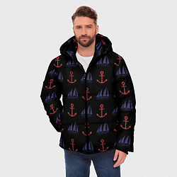 Куртка зимняя мужская Корабли и якоря, цвет: 3D-светло-серый — фото 2