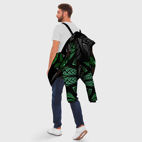 Мужская зимняя куртка Серо-Зеленые Узоры / 3D-Черный – фото 5