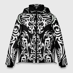 Куртка зимняя мужская ТАТУ ЧЕРНО БЕЛОЕ УЗОР, цвет: 3D-черный