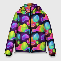 Куртка зимняя мужская Ночные фонарики-светлячки, цвет: 3D-черный
