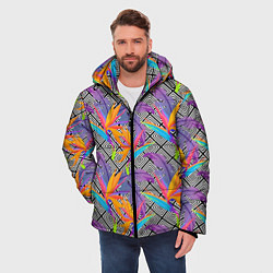 Куртка зимняя мужская Тропические цветы и узоры, цвет: 3D-черный — фото 2