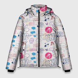 Куртка зимняя мужская Граффити-школьная тетрадь, цвет: 3D-черный
