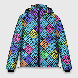 Куртка зимняя мужская Неоновый яркий абстрактный узо, цвет: 3D-черный