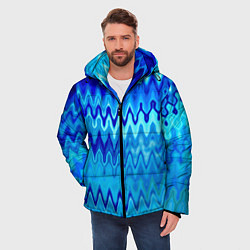 Куртка зимняя мужская Синий-голубой абстрактный узор, цвет: 3D-черный — фото 2