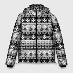 Куртка зимняя мужская Черно-белый орнамент, цвет: 3D-черный