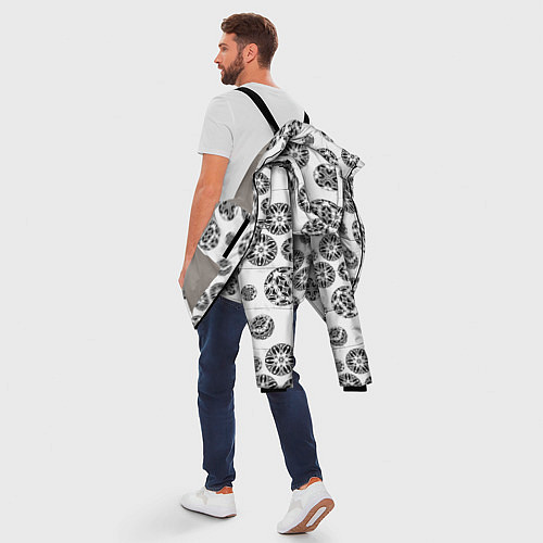 Мужская зимняя куртка Черно-белый геометрический узор / 3D-Светло-серый – фото 5