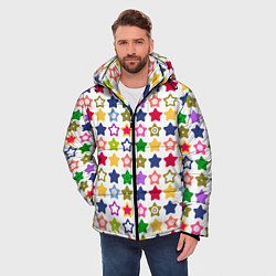Куртка зимняя мужская Разноцветные звездочки, цвет: 3D-черный — фото 2