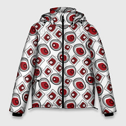 Куртка зимняя мужская Красно черный узор на белом, цвет: 3D-красный
