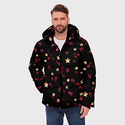 Куртка зимняя мужская Блестящие звезды на черном, цвет: 3D-черный — фото 2