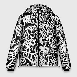 Куртка зимняя мужская Graffiti white on black, цвет: 3D-черный