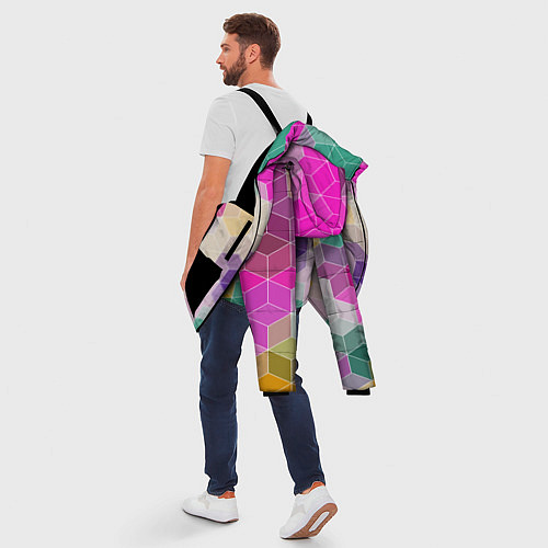 Мужская зимняя куртка Абстрактный разноцветный узор / 3D-Черный – фото 5