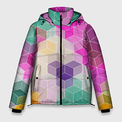 Куртка зимняя мужская Абстрактный разноцветный узор, цвет: 3D-черный