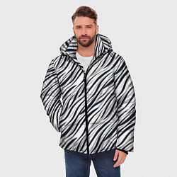 Куртка зимняя мужская Черно-белый полосатый тигровый, цвет: 3D-черный — фото 2