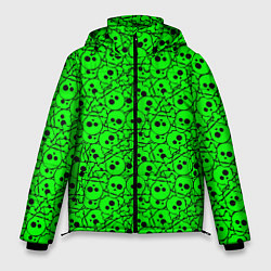 Куртка зимняя мужская Черепа на кислотно-зеленом фоне, цвет: 3D-черный